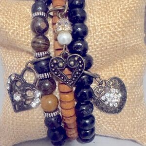 Beaded charm bracelet set